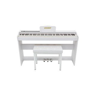KÖHNER SLP-225 WH Dijital Konsol Piyano, Bluetooth, Tuş Hassasiyeti, 88 Tuşlu (KULAKLIK VE TABURE)